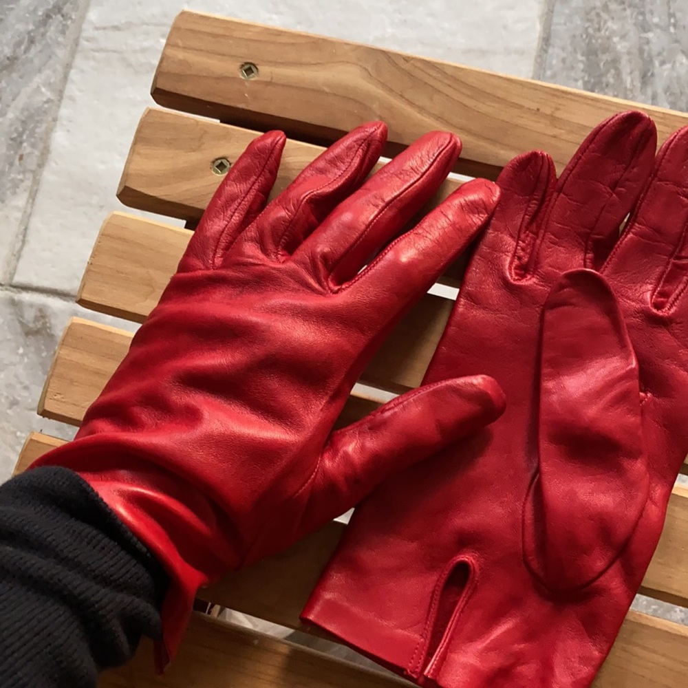 Vintage Red Leather Gloves Size S to M